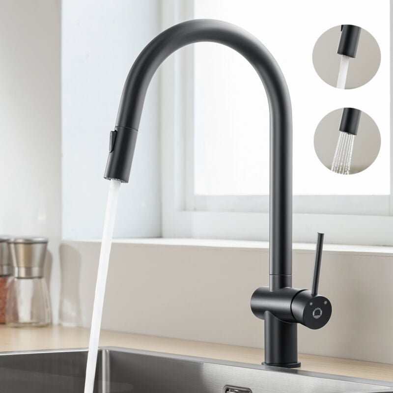 Hochdruck Küchenarmatur mit herausziehbarer Brause, U-förmiger Küchenarmatur mit 2 Arten von Wasserstrahl, 360° drehbare...