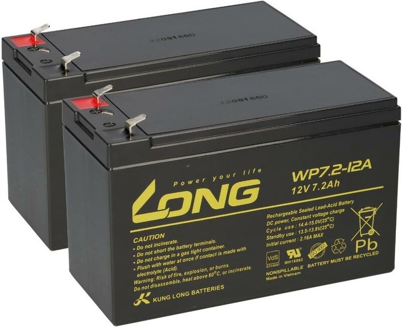 Kunglong - Ersatzakku für Alber Scalamobil S10 und S20 2x Kung Long 12V 7,2Ah Bleiakku