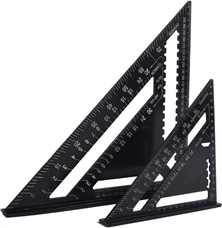 Thumbnail - Multifunktions-Zimmermannswinkel 18 cm und 30 cm, Metall-Aluminium-Dreieckslineal, Quadratlineal, Winkelmesser, Führungs...