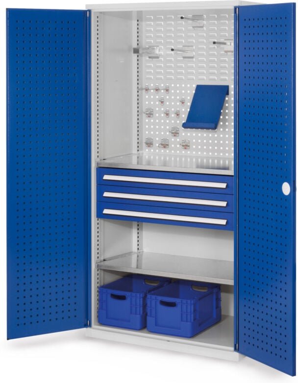 Kappes ®RasterPlan Schubladenschränke 1950x1000x600mm Lochplattentüren Modell 12 enzianblau