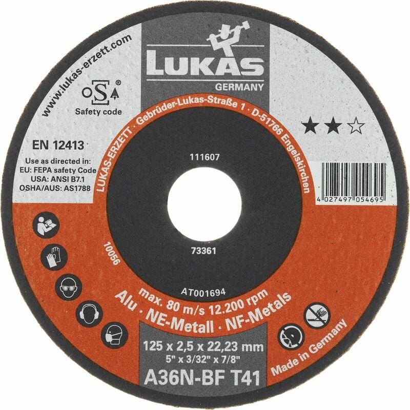 Thumbnail - Trennscheibe gerade T41 125 x 1,0 mm Alu Form 41 - Lukas