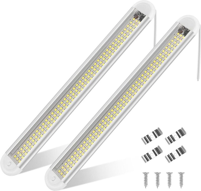Memkey - 12V-85V LED-Innenbeleuchtung, helle Auto-Lichtlampe, 120 LEDs mit Schalter für Van, Boot (2 Stück)