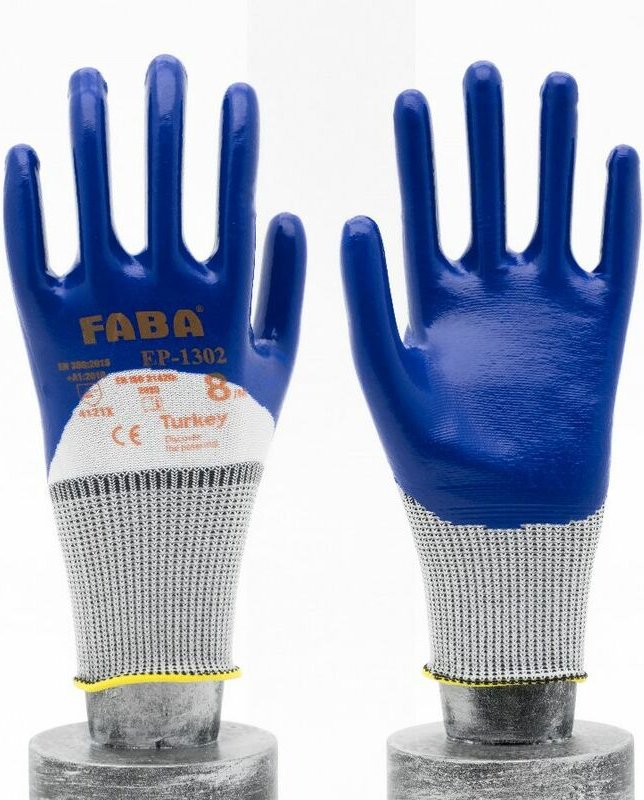 Faba EP-1302 Nitrilbeschichtete Handschuhe 3 / 4 Beschichtung Poleyester Strickhandschuhe Arbeitshandschuhe Sicherheits-...
