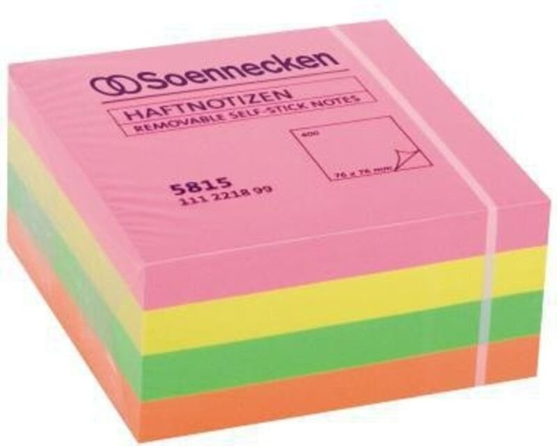 Haftnotizwürfel 75 x 75 mm (b x h) neonfarben 400 Bl.