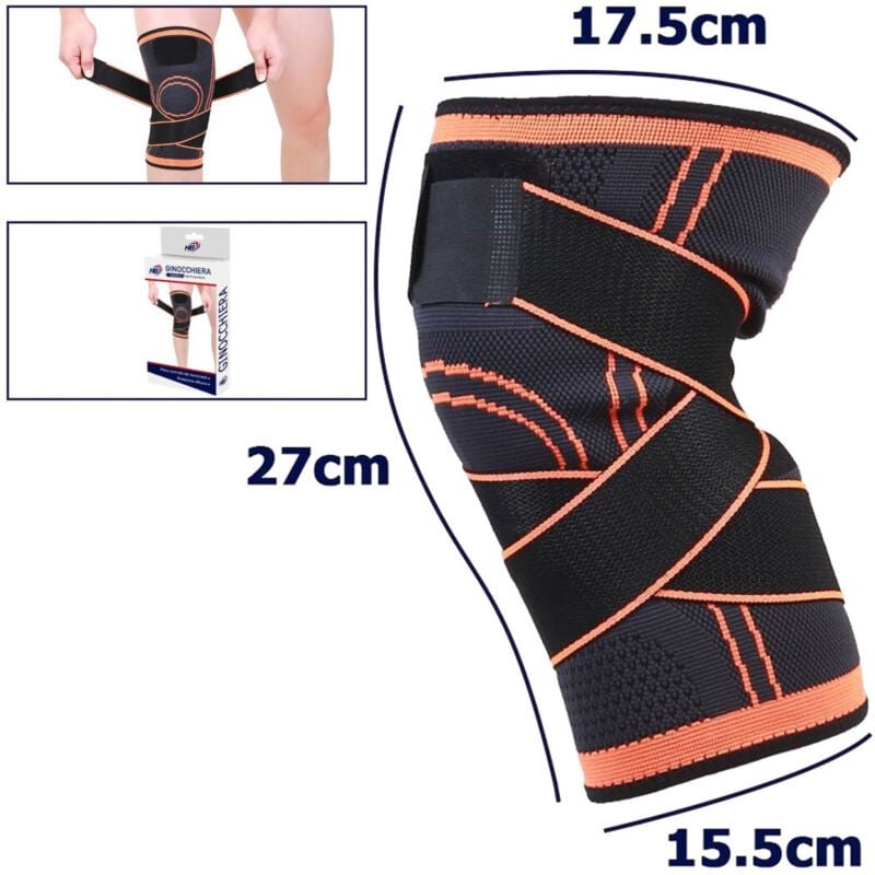 Trade Shop - Paar Knieschoner, hypoallergen, elastisches Band, waschbar, Fitness, Sport, Orange -