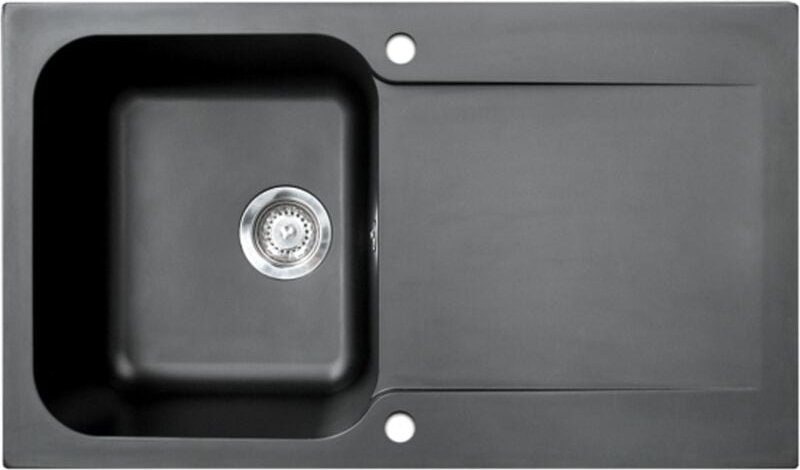 Lisse reversible Spüle 1 Becken 1 Abtropfbecken aus schwarzem Kunstharz - Essebagno