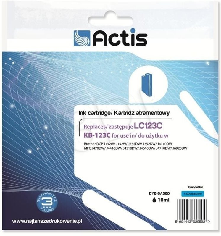 Thumbnail - ACTIS KB-123C - Tintenpatrone für Brother-Drucker, Ersatz für LC123C/LC121C, blau