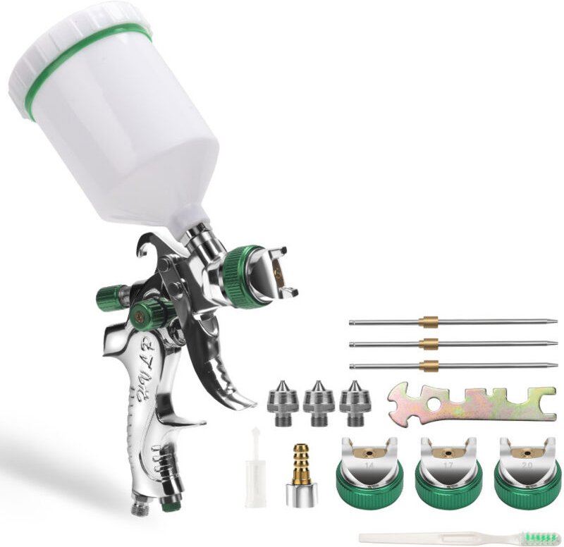 2X hvlp Lackierpistole 600ml Profi Spritzpistole Düsen(1.4/1,7/2.0mm) Die schwerkraftkanone - Swanew