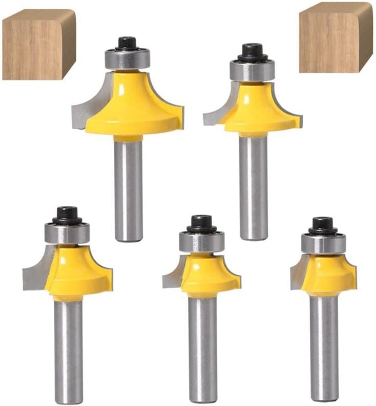 Thumbnail - Shining House - 5er-Pack Abrundungsfräser, 8-mm-Schaft, Abrundungseckenradius, Abrundungsfräser, Fräser, Rund- und Sicke...