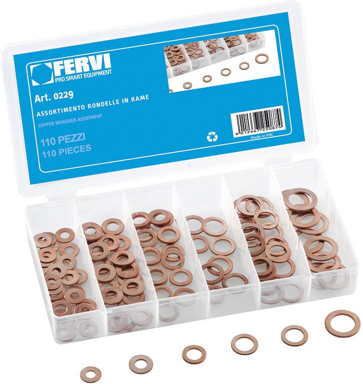 Fervi - 110TLG kupferscheiben kupferringe unterlegscheiben sortiment kupfer 0229