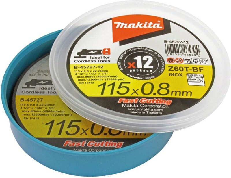 Thumbnail - Trennscheibe 115x0,8 mm inox 12 St. - B-45727-12 - Makita
