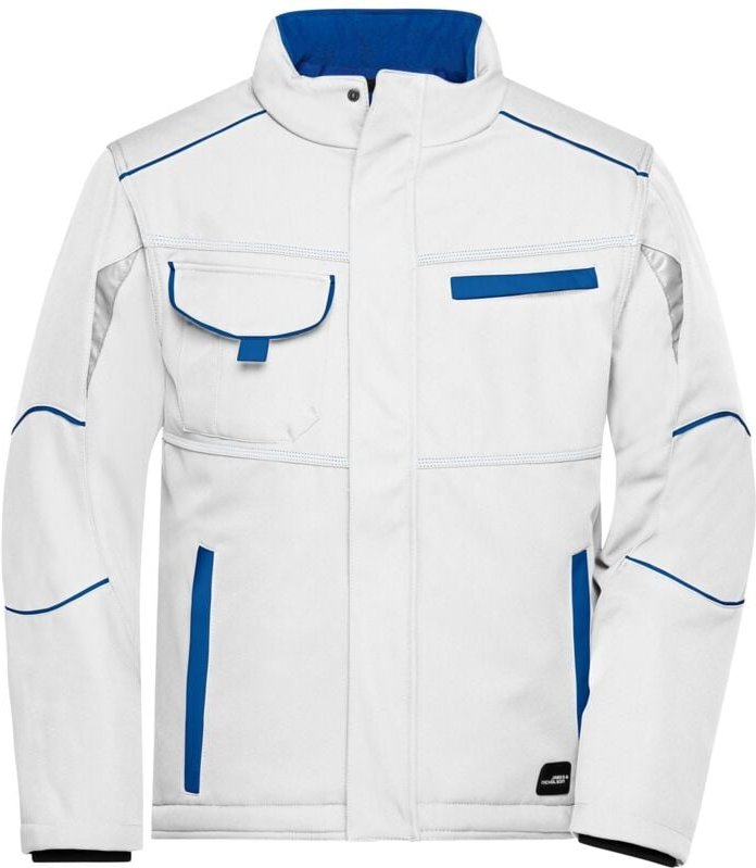 Thumbnail - James & Nicholson Softshelljacke mit warmem Innenfutter JN853 Gr. L white/royal
