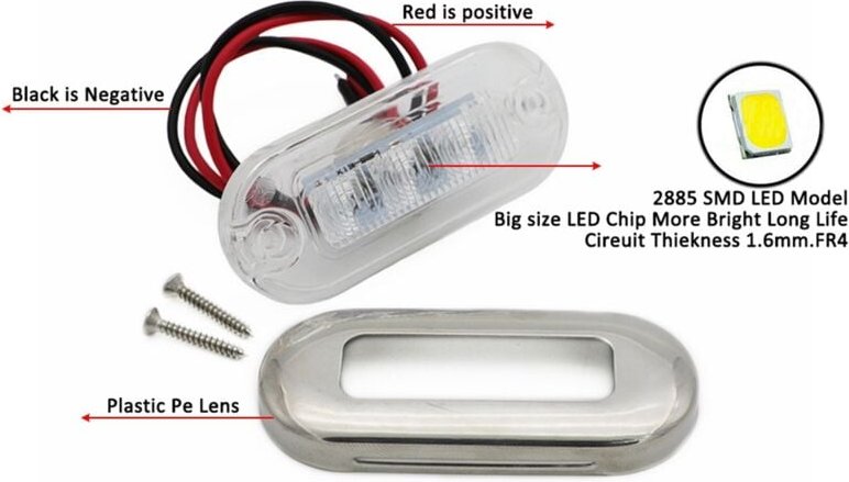 Thumbnail - Tlily - 4 Teilige 12-V Boots Marine Signal Lampe Klare QualitäT GroßE Wasserdichte led Innen Beleuchtung Treppen Deck