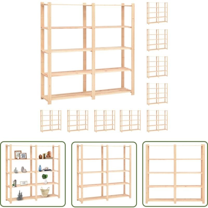 Lagerregale 5 Böden 10 Stk 170x38x170cm Massivholz Kiefer 500kg - Industrieregal - Holzregal - Lagerregal - Kiefernholzr...