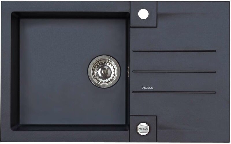 Alveus Rock - Granit-Spüle 78x48 cm, mit Ablaufsystembedienung, carbon 1090942