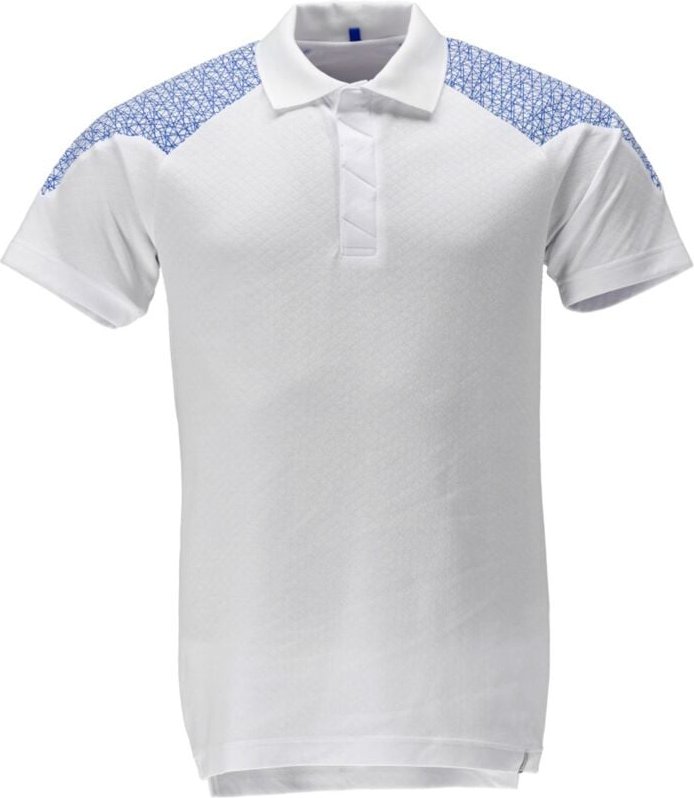 Mascot Polo-Shirt, Kurzarm Polo-shirt Gr. 6XL, weiss/azurblau