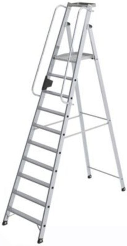 Thumbnail - Munk - Günzburger Steigtechnik Plattformleiter 10 Stufen mit Ablageschale - 050090