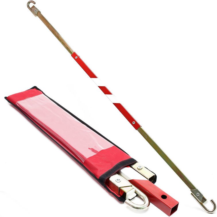 Wiltec - Abschleppstange 3 teilig 180 cm bis 2,5 t, Abschlepphilfe Schleppstange aus Stahl mit Warnfarbe, Reflektorstrei...