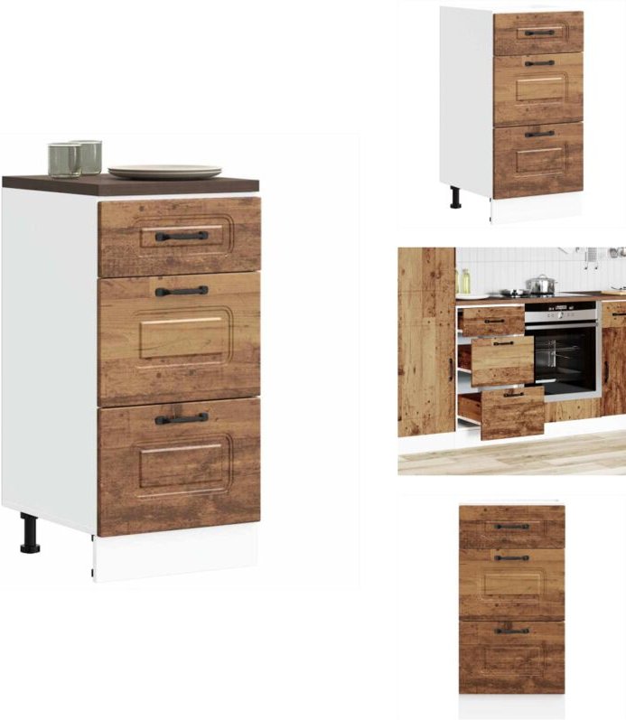 Küchenunterschrank Kalmar Altholz-Optik Holzwerkstoff - Küchenunterschrank - Küchenunterschränke - Spülenunterschrank - ...