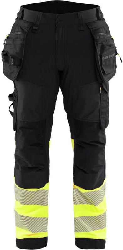 Hochsichtbarer Softshell-Arbeitshose Klasse 1 1821 - Schwarz/Gelb M - FR(44) - SE(C50) - Kurz