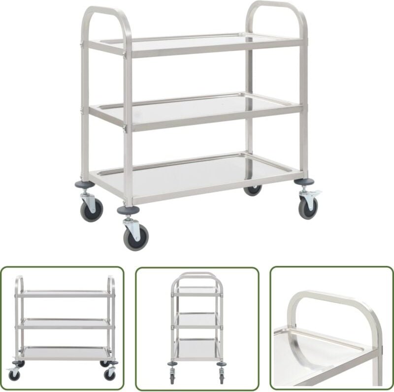 3-Stufiger Servierwagen 95x45x83,5 cm Edelstahl - Küchenwagen - Servierwagen - Edelstahl - Rollwagen - Mobiliar - The Li...