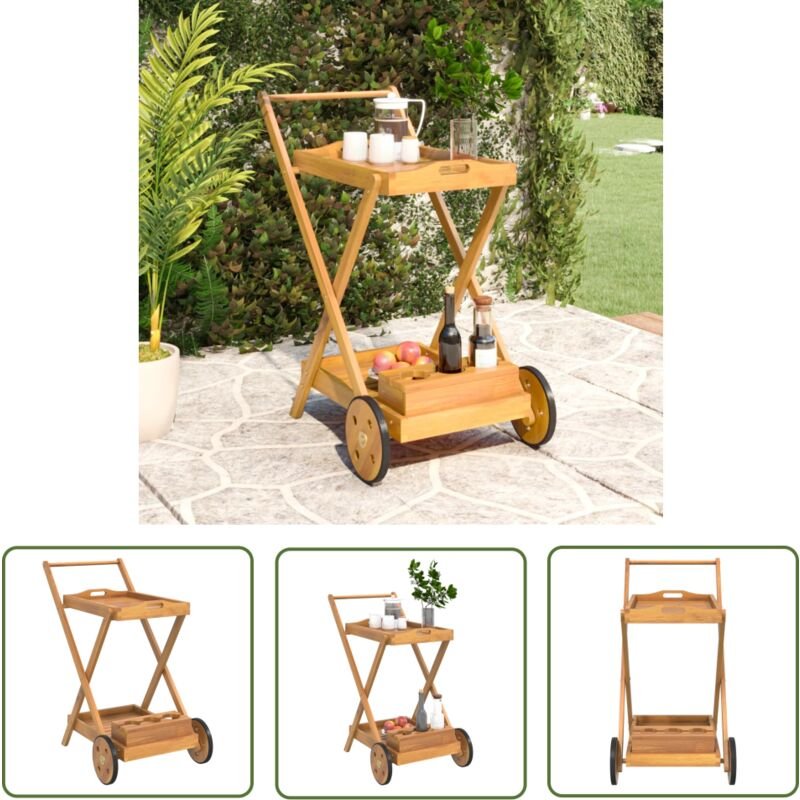 The Living Store - Teewagen 54x87x90 cm Massivholz Akazie - Teewagen - Holzküche - Servierwagen - Esstisch - Barwagen