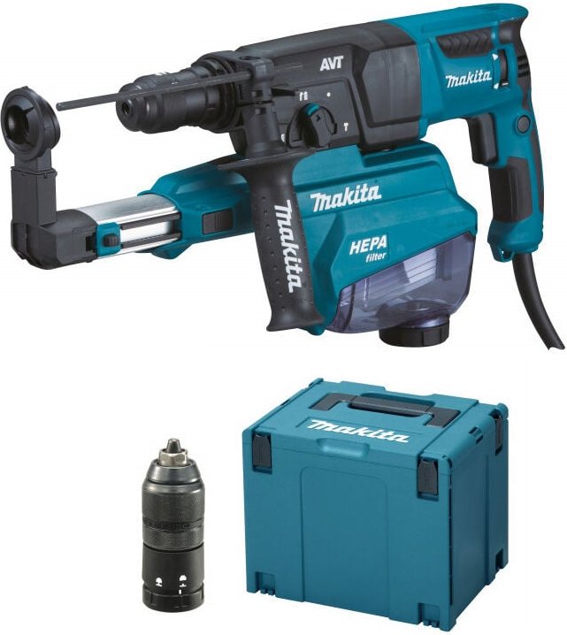 Makita - 800W Meißelhammer 26 mm 2,4J + Kit Absaug- und Abziehvorrichtung - HR2653TJ14
