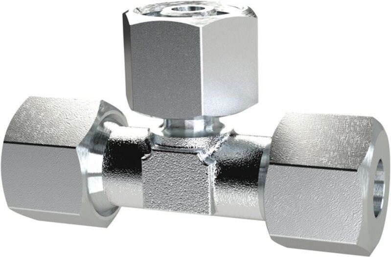 Einst. T-Anschlussverschraubung, Rohr-Außen-Ø 28, Stahl verzinkt - Riegler