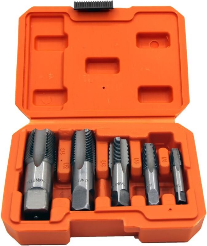 Thumbnail - Gotrays - 5 Stück NPT-Rohrgewindebohrer, 1/8 Zoll, 1/4 Zoll, 3/8 Zoll, 1/2 Zoll und 3/4 Zoll npt, Gewindebohrer für Gewi...