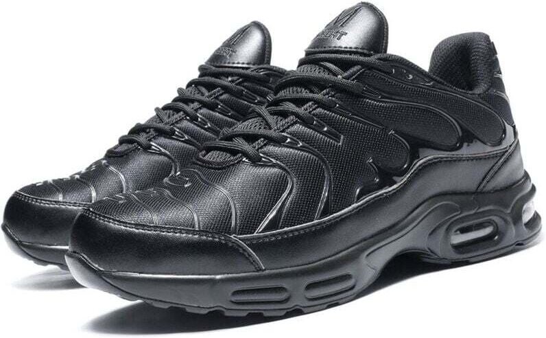 Herren Arbeitsschuhe mit Stahlkappe, leicht, bequem, rutschfest, Schwarz, 42 - Ulisem