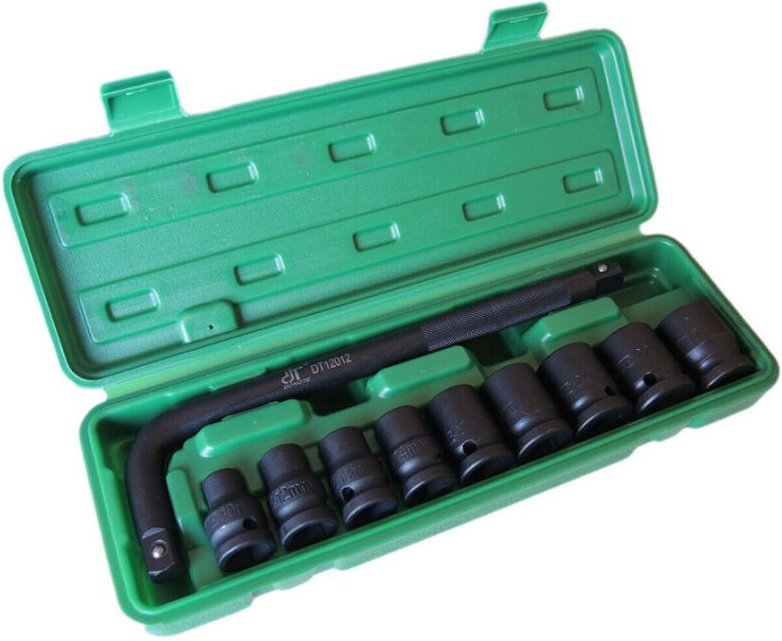 Trade Shop - buchsen für druckluft-schraubendreher set 9 stück 1/2'' von 10 bis 24MM -