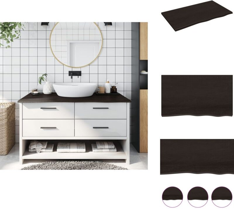 Waschtischplatte Dunkelbraun 100x60x2 cm Massivholz Behandelt - Waschtischplatte - Eichenholz Platte - Holz Arbeitsfläch...