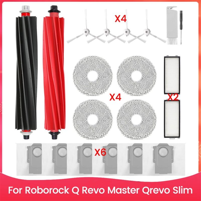 Thumbnail - Für q Master, Qrevo Slim Roboterstaubsauger, Hauptseitenbürste, HEPA-Filter, Wischpads, Staubbeutel, Zubehör-Set