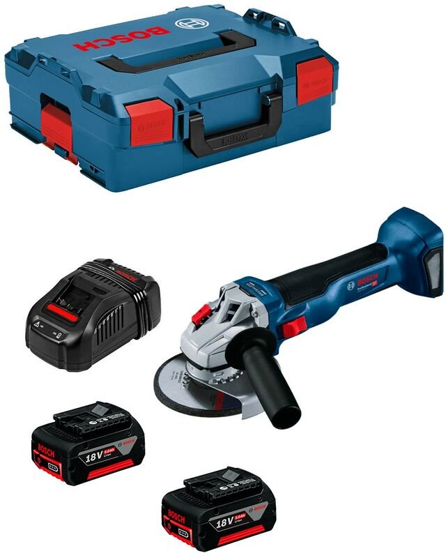 Winkelschleifer bosch gws 18V-10 (2 x 5,0 Ah + GAL1880CV + L-Boxx 136)