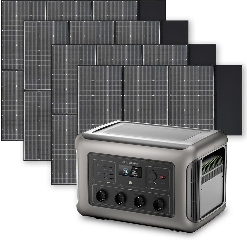 Home Battery Power Station LiFePO4 3168 Wh, Voice Control With 4Pcs 600W Solar Panel For Home Backup Outdoor Allpowers R...