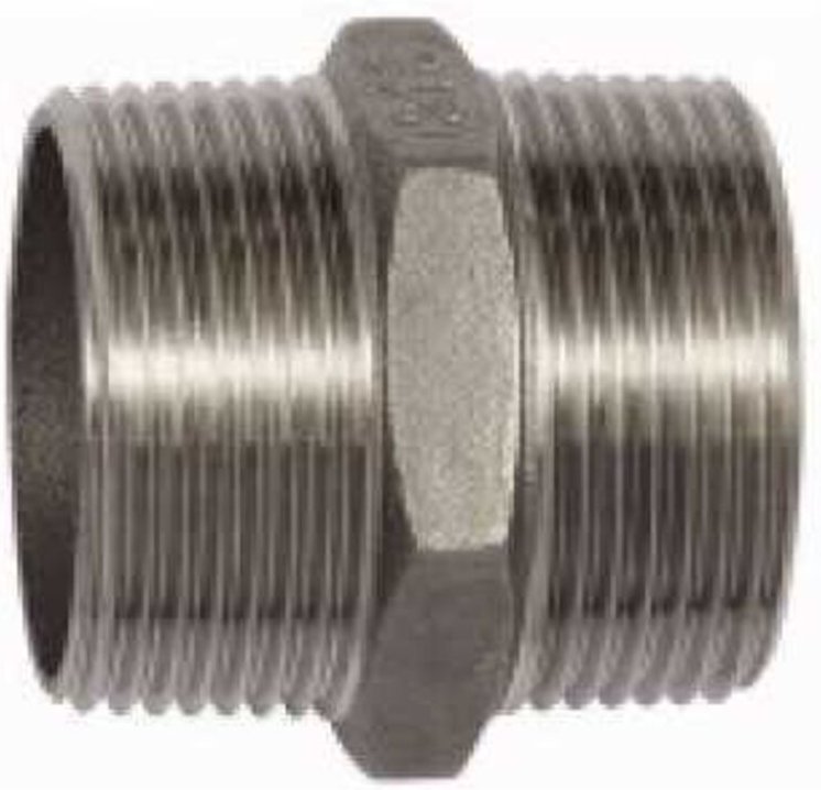 Doppelgewindenippel, Sechskant, r 1 1/2, sw 50, Edelstahl 1.4408 - Riegler