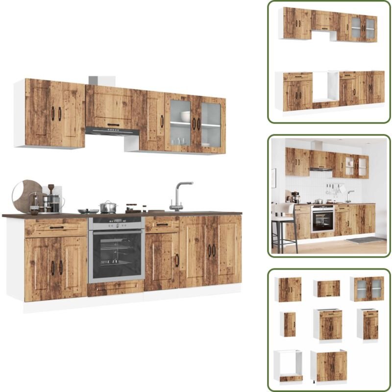 8-tlg. Küchenschrank-Set Kalmar Altholz-Optik Holzwerkstoff - Küchenschrank-Set - Küchenschrank-Sets - Küchenzeile Einba...