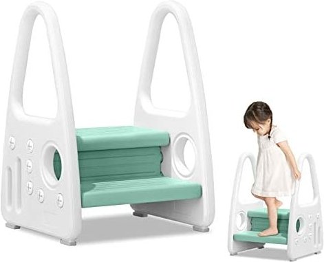 Kinder Tritthocker Kinderschemel Kinder Trittschemel 2 stufiger Lernturm mit Anti-Rutsch-Funktion, für Kinderzimmer, Küc...