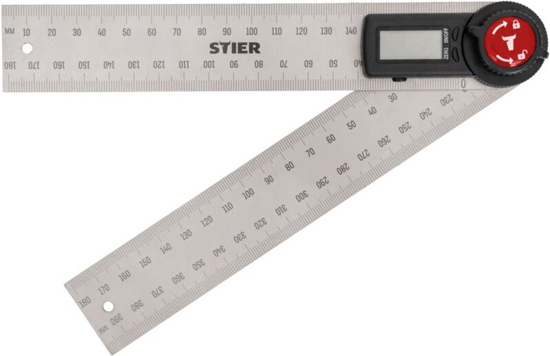 Digitaler Winkelmesser sdw 200, Winkelschmiege mit Feststellfunkion, LCD-Display ±0,3° rostfreier Stahl 200 mm, Lineal a...
