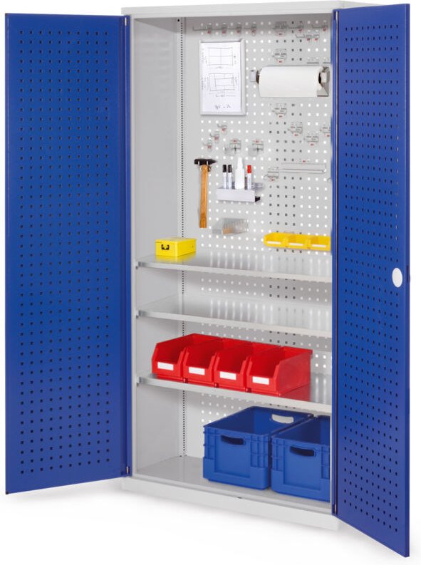 Kappes ®RasterPlan Werkzeugschrank 1950x1000m Modell 6 Tiefe 410mm Lochplattentüren enzianblau