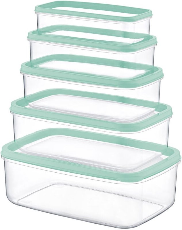 7house - Set mit 5 rechteckigen luftdichten Lebensmittelbehältern von