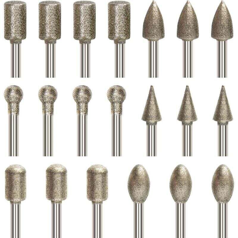 20-teiliges Schleif- und Rotationsfräser-Set, Gravur-Bit-Set mit 3 mm (1/8 Zoll) Schaft, diamantbeschichteter Bohrer für...