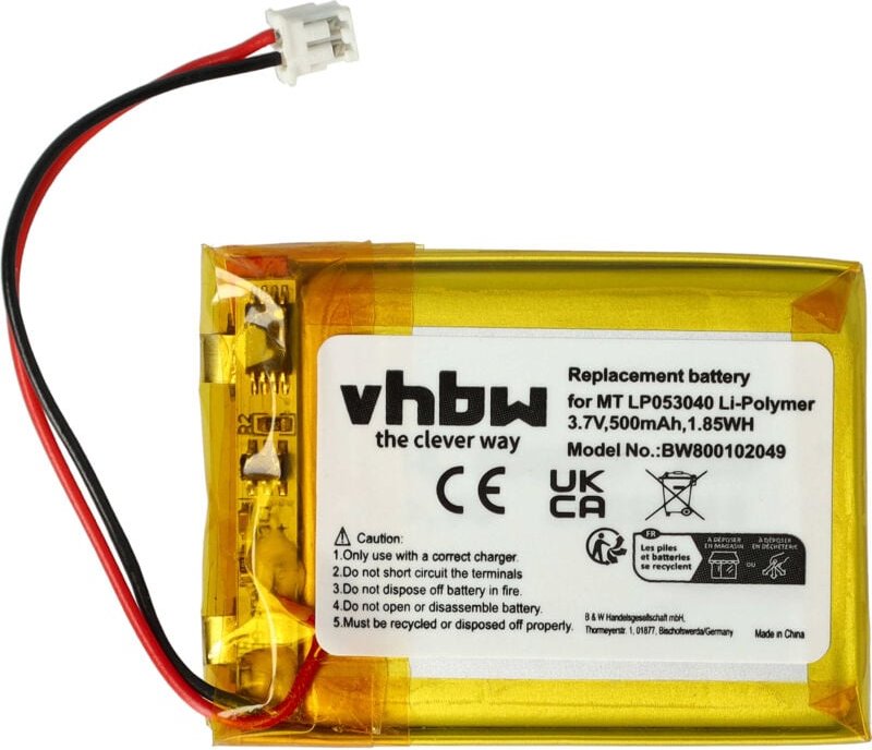 Vhbw - 1x Akku Ersatz für CP75, mt LP053040 für schnurlos Festnetz Telefon (600 mAh, 3,7 v, Li-Polymer)