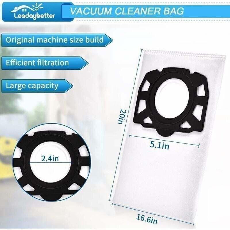 12 Staubsaugerbeutel für Kärcher WD4 WD5 WD6, passend für Kärcher MV4, MV5, MV6 Nass- und Trockensauger