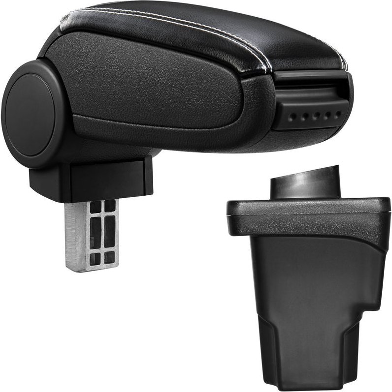 Pro.tec - Mittelarmlehne Seat Leon iii mit Staufach Kunstleder Schwarz mit weißen Nähten