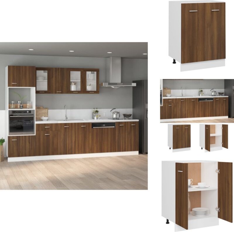 Unterschrank Braun Eichen-Optik 60x46x81,5 cm Holzwerkstoff - Küchenmöbel - Untertischschrank - Holzmöbel - Eichendekor ...