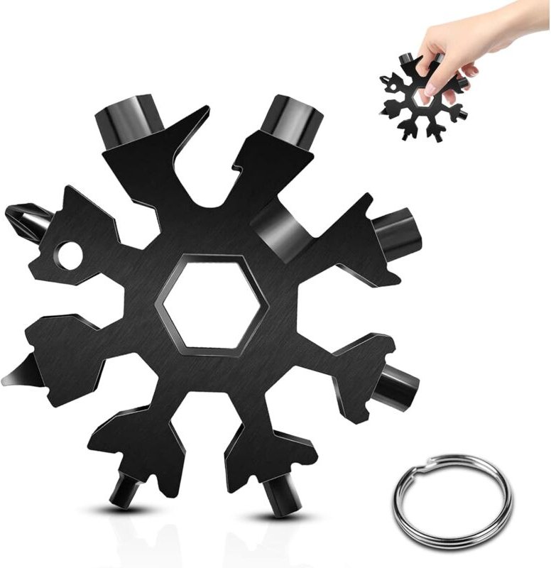 Beijiyi - Schneeflocken-Werkzeug, 18-in-1-Multifunktionswerkzeug aus Edelstahl, für tägliche Reisen, Camping, Abenteuer,...