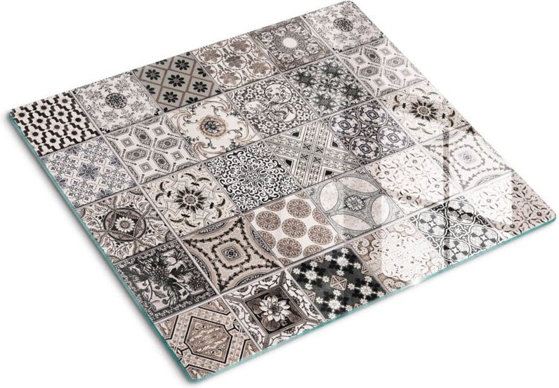 Tulup - Glasschneideplatten - Schneidebrett aus Glas - Herdabdeckplatten - Gehärtetes Glas – 60x52 cm - Keramikfliesen