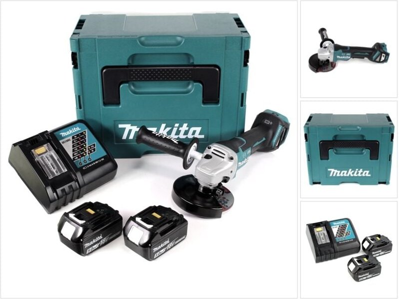 Thumbnail - Dga 517 rtj Akku Winkelschleifer 18 v 125 mm Brushless + 2x Akku 5,0 Ah + Ladegerät + Makpac - Makita