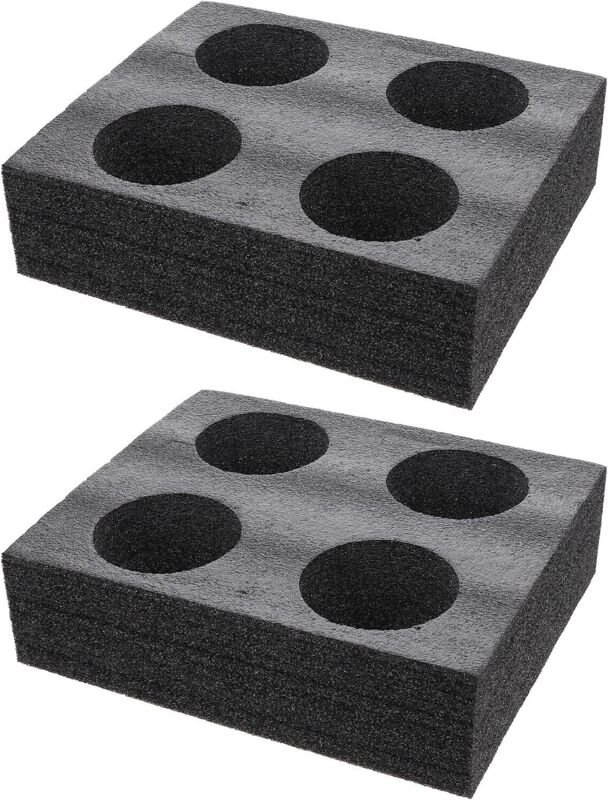 2er-Pack Schaumstoff-Getränkehalter für Camping, Wohnmobile, Autos, Wohnwagen, Boote, schwarz, 4 Löcher, Gläser, Tassen,...